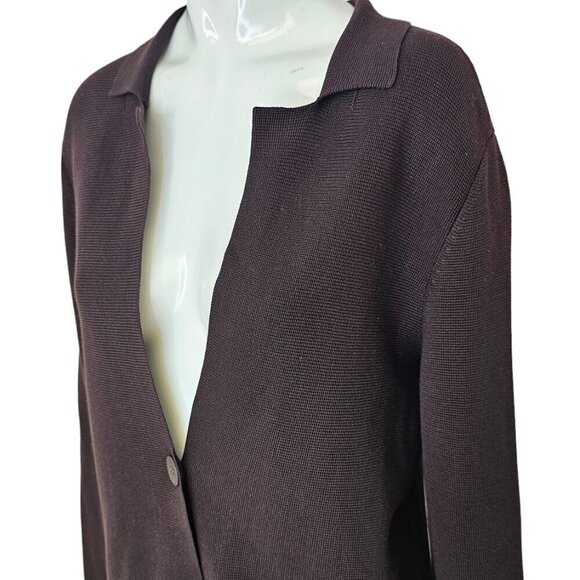 Eileen Fisher Womens Silk Cotton Button Front Cardigan Collared Top Size Small - Picture 8 of 8